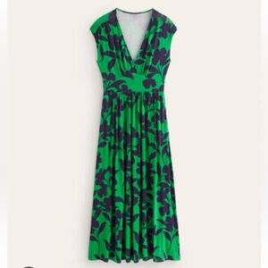 Boden - Vanessa Wrap Jersey Maxi Dress, Green, Silhouette Bloom - 12 R